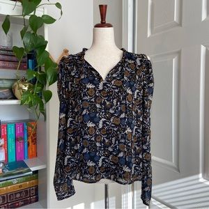 JOIE Floral Swiss Dot Blouse